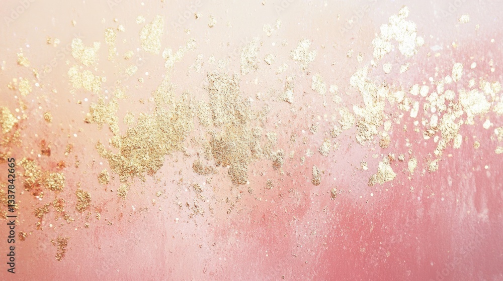 Fototapeta premium Abstract pink and gold watercolor texture with metallic glitter.
