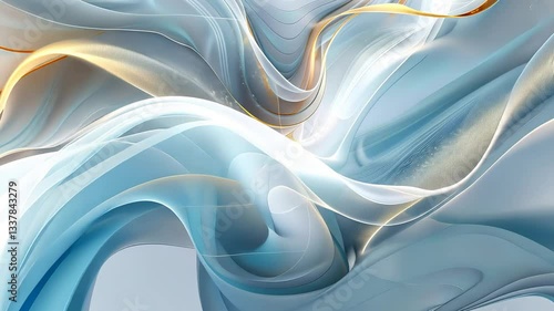 Wallpaper Mural Abstract fluid forms in soft blue and gold.  Flowing lines and textures create a sense of movement and dynamism.  Delicate, ethereal beauty Torontodigital.ca