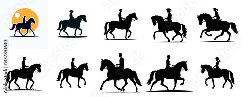 collection of person riding a horse silhouette