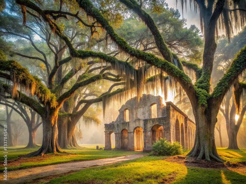 South Carolina Live Oak Alley Ruins - Long Exposure Photography South Carolina Live Oak Alley Ruins - Long Exposure Photography