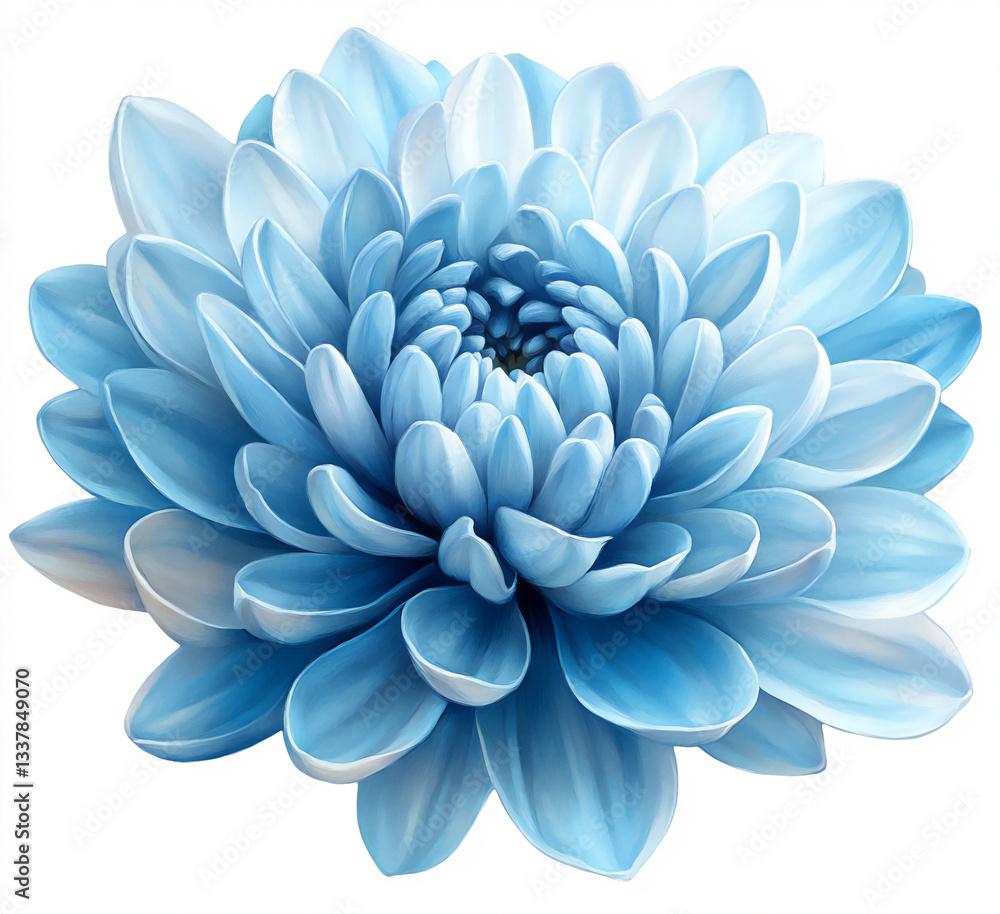 Fototapeta premium blue chrysanthemum flower on a white background, no shadows,