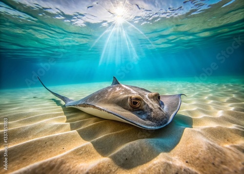 Carta da parati Stingray on Ocean Floor, Byron Bay, Australia - Documentary Style Underwater Pho