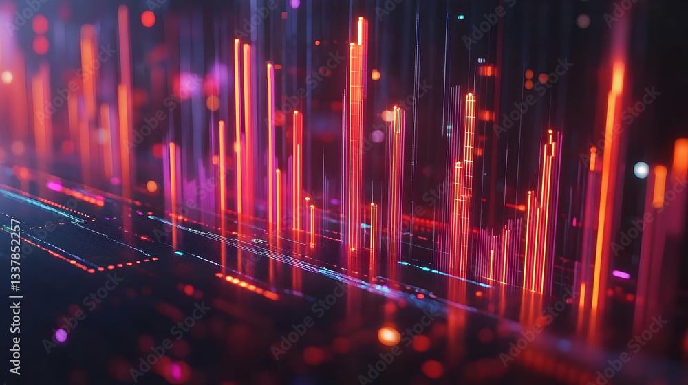 Abstract Digital Visualization With Glowing Lines And Colors Abstract Digital Visualization With Glowing Lines And Colors