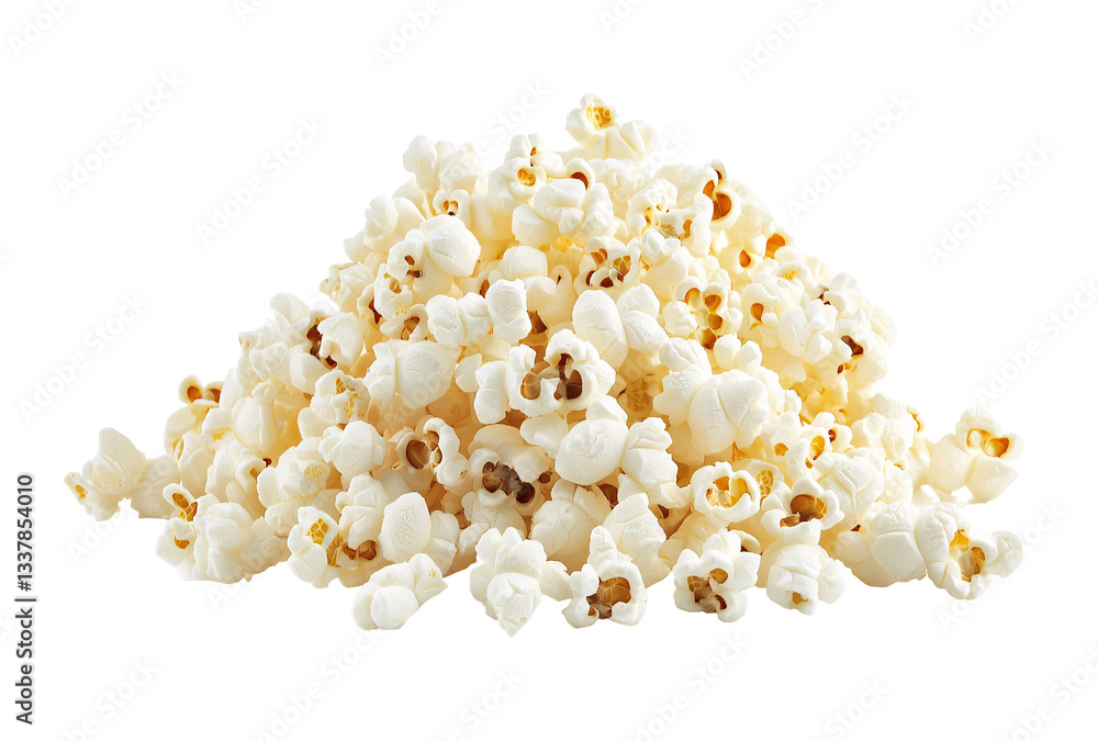 Golden Popcorn Piled Perfectly on White Background. Golden Popcorn Piled Perfectly on White Background.