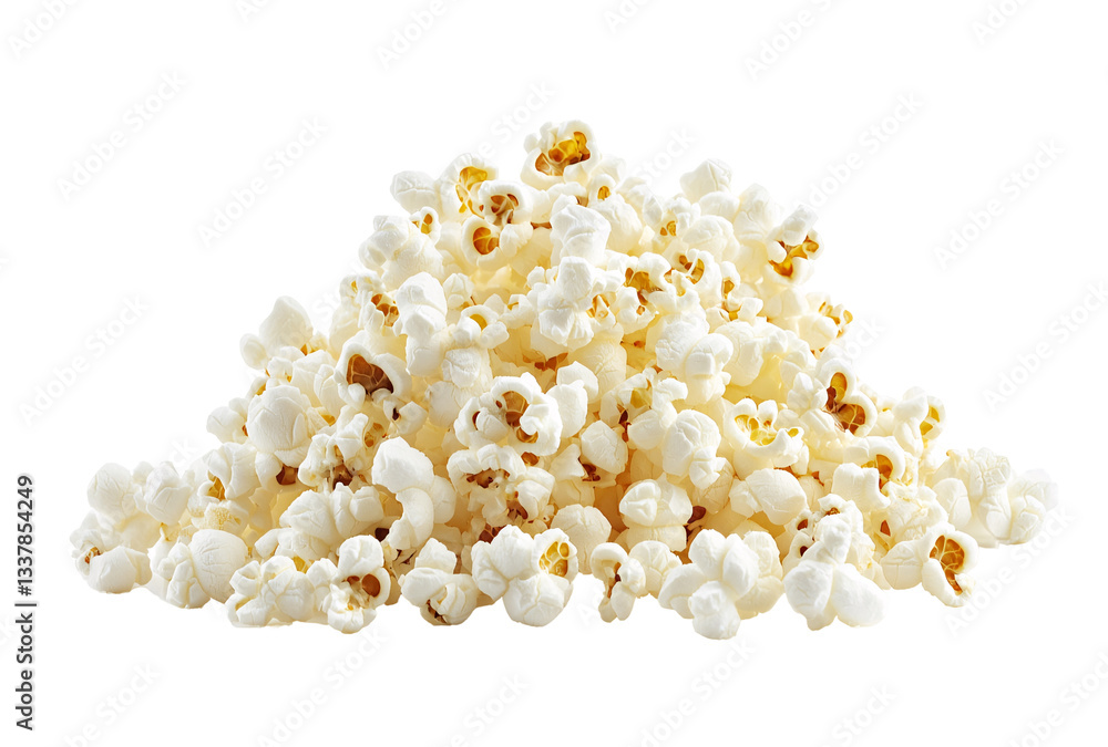 Popped Fluffy White Popcorn on Bright Minimalistic Background. Popped Fluffy White Popcorn on Bright Minimalistic Background.