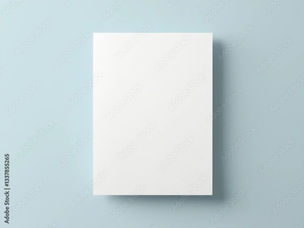 Blank white A4 paper mockup on light blue background. Blank white A4 paper mockup on light blue background.