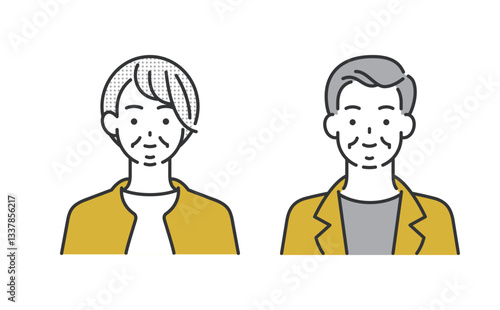 ほっこり笑顔！シニア夫婦イラスト