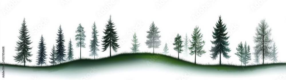 Obraz premium Serenity of a Minimalist Forest Silhouette Against a Soft Background
