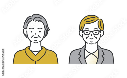 シニア向け媒体に！優しい夫婦イラスト