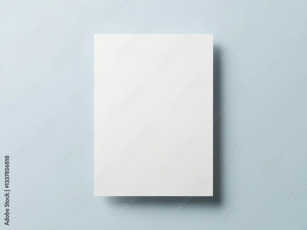 Blank white A4 paper mockup on light blue background. Blank white A4 paper mockup on light blue background.