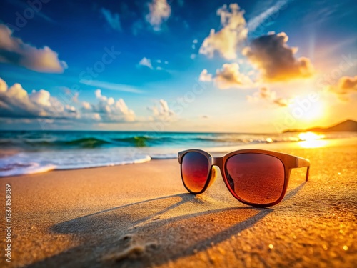 Wallpaper Mural Sun-Kissed Beach: Trendy Sunglasses & Coastal Serenity - Travel Photography Torontodigital.ca