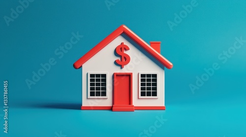 Wallpaper Mural House with dollar sign on blue background. Concept for real estate, mortgage, home finance, property investment. Torontodigital.ca