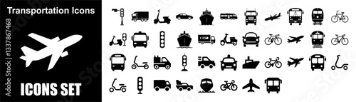 Transport & Travel Icon Set – Mobility & Global Connectivity Symbols