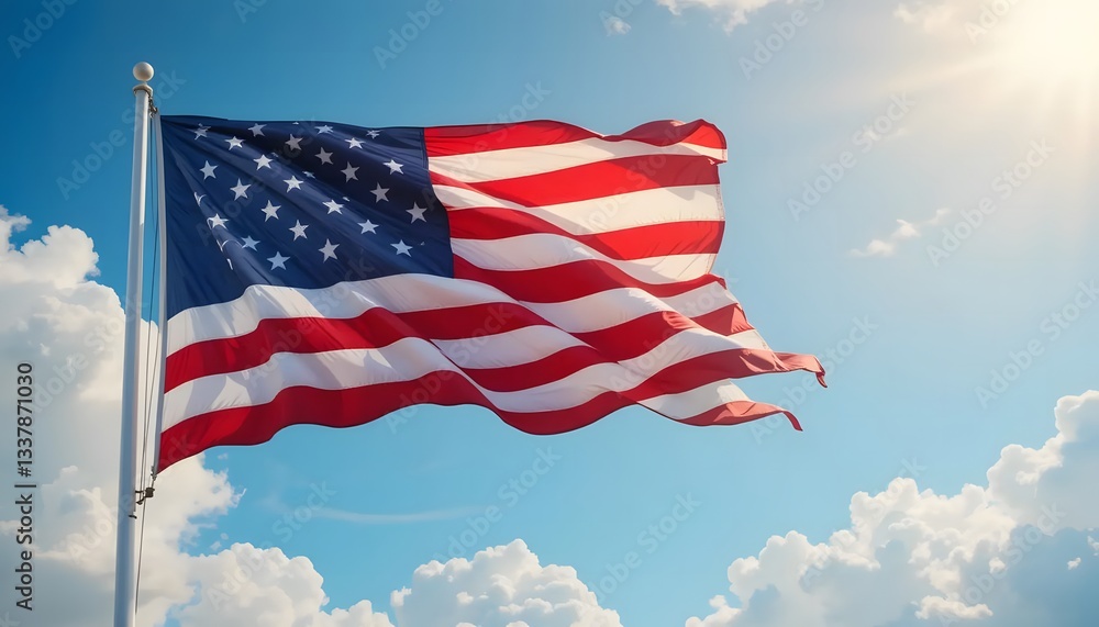 Fototapeta premium Glorious Fireworks Illuminate the American Flag on Independence Day