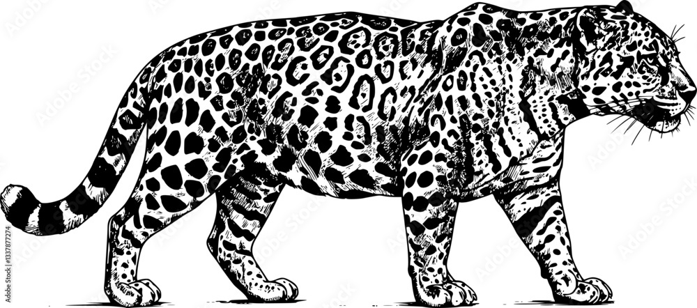 Naklejka premium Silhouette of a leopard vector 