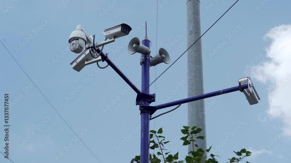 Police CCTV surveillance cameras on the streets of Nashik smart city, Maharashtra Police CCTV surveillance cameras on the streets of Nashik smart city, Maharashtra