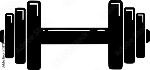 Dumbbell isolated on white background, Cartoon dumbbells silhouette icon
