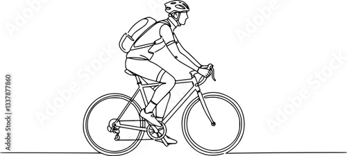 Person riding a bicycle, Bicycle delivery logistics courier, Delivery boy, Man riding bicycle line art vector
