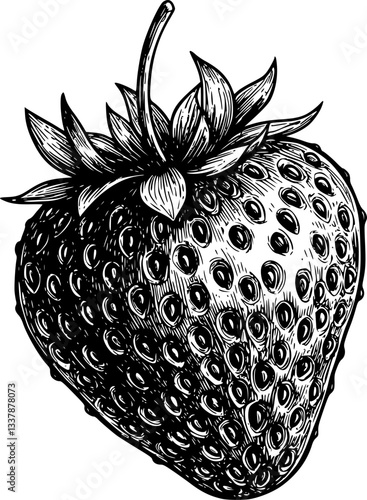 Hyper-realistic illustration of a strawberry
