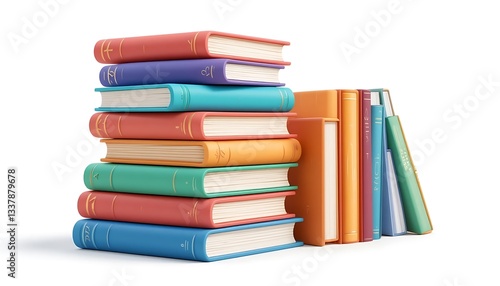 Wallpaper Mural Colorful Stack of Books Perfect for Reading and Education Torontodigital.ca