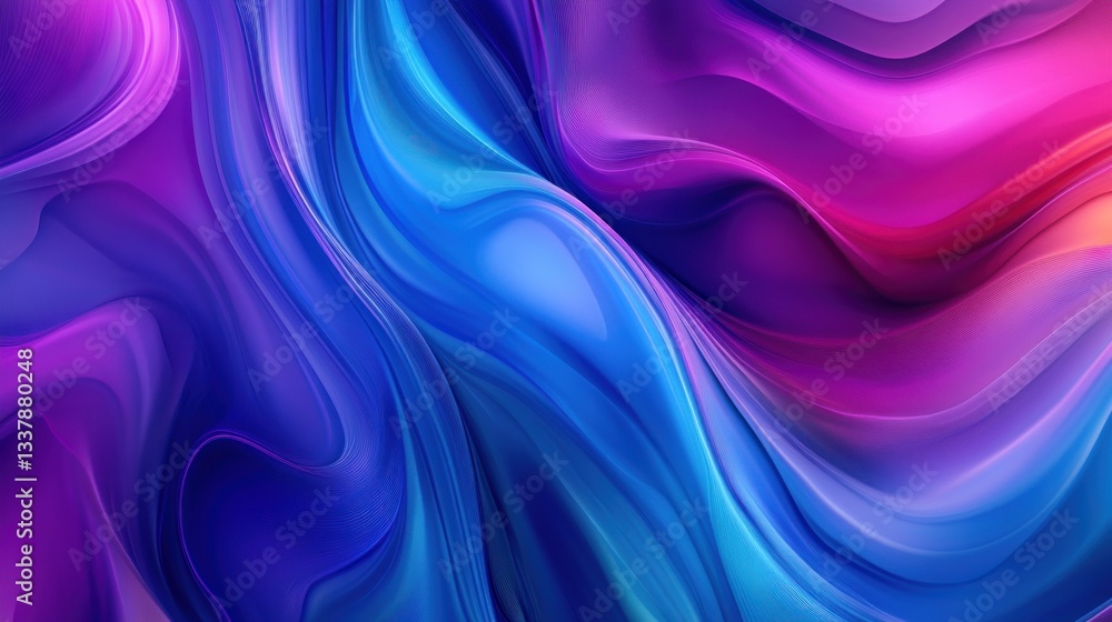 Fototapeta premium Abstract vibrant blue and purple liquid swirls, dynamic fluid motion background.