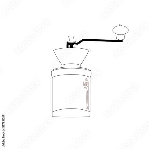 Vector illustration coffee maker manual, coloring sheet 