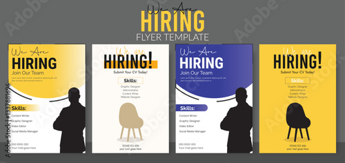 We Are Hiring Flyer Template , Job Vacancy Recruitment Poster, Now Hiring Advertisement ,Hiring Job flyer, We are hiring Job advertisement flyer template, Vector