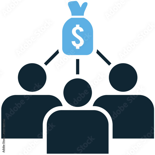 crowd funding icon vector symbolizing financial support, fundraising, and startup investment. Ideal for business and digital commerce.