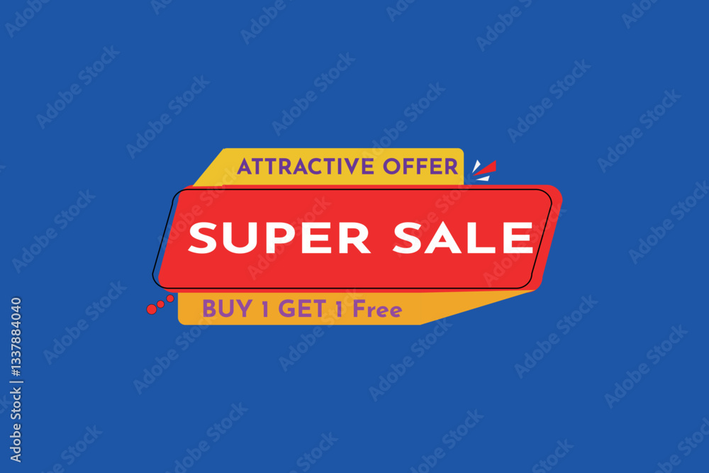Fototapeta premium Discount Super Sale Offer Banner Tag Design Vector 08