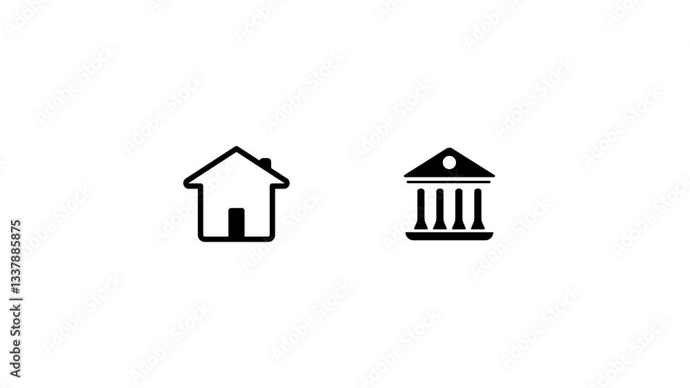 Industry to bank money transfer icon animation on black line in 4k motion. Money transfer concept. Industry to bank money transfer icon animation on black line in 4k motion. Money transfer concept.