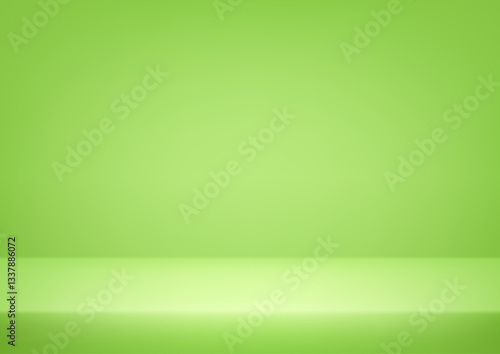 Empty green studio background. Empty Room Studio with table. Space for selling products, backdrop, wallpaper, background, text. Gradient table. Vector illustration.