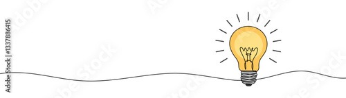 Light bulb Continuous one line Editable stroke