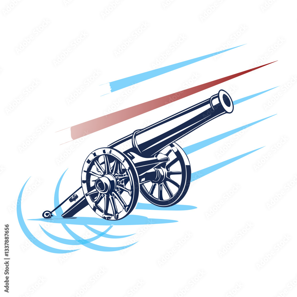 Fototapeta premium vintage cannon, an antique military weapon with iron wheel