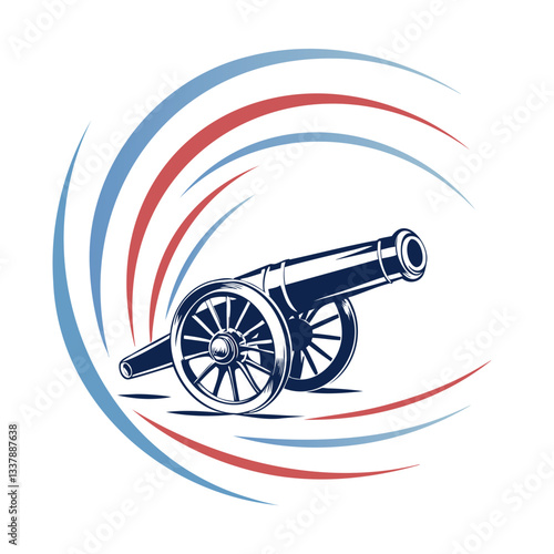 Old cannon  Logo icon silhouette Vector illustration Isolated on a transparent background