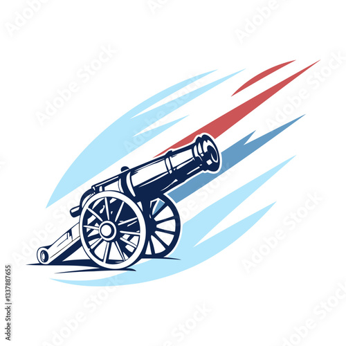 Old cannon Logo icon silhouette Vector illustration Isolated on a transparent background