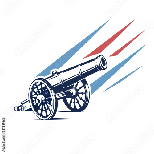 Old cannon silhouette Vector illustration Isolated on a transparent background
