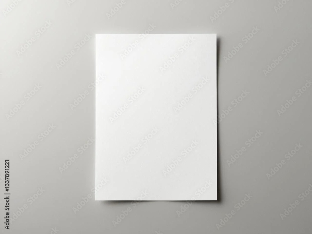 Blank white A4 paper mockup on light gray background. Blank white A4 paper mockup on light gray background.