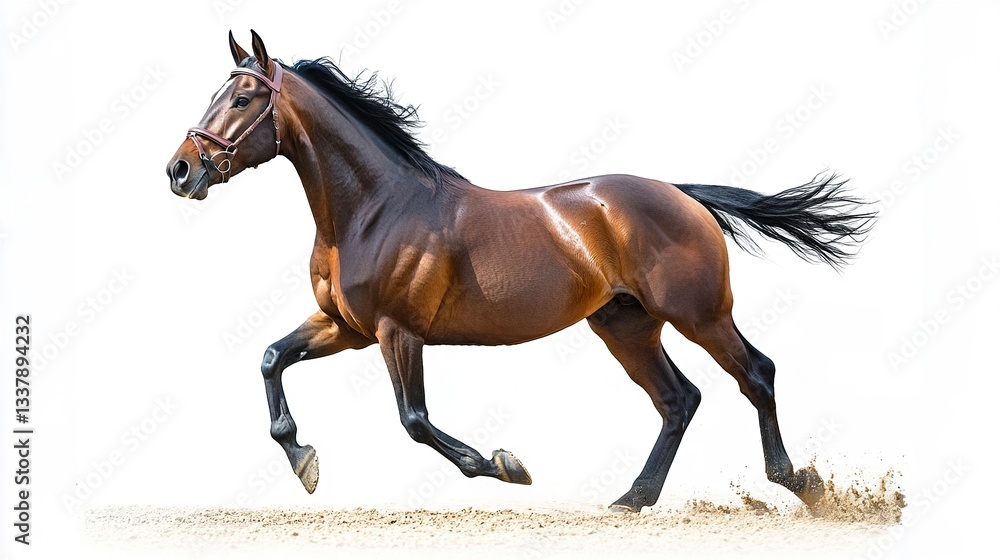 Obraz premium Bay sport horse isolated on white background 