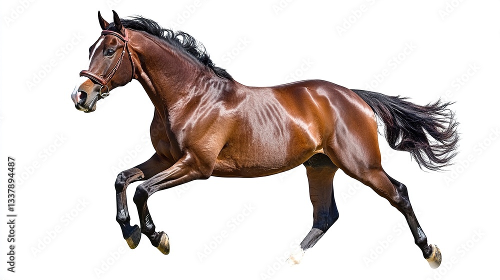 Obraz premium Bay sport horse isolated on white background 