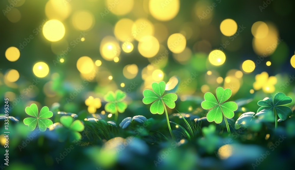 Lucky clover field at dawn Lucky clover field at dawn