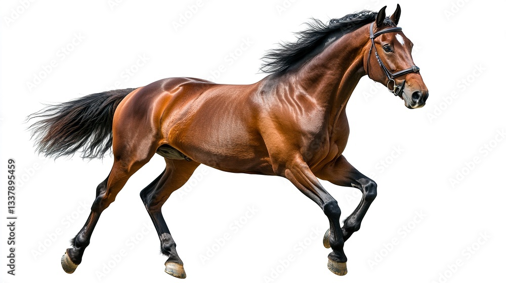 Fototapeta premium Bay sport horse isolated on white background