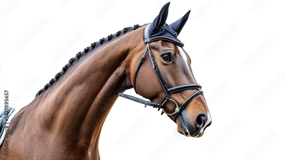 Obraz premium Bay sport horse isolated on white background 