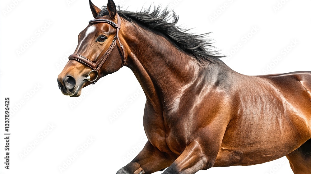 Fototapeta premium Bay sport horse isolated on white background 