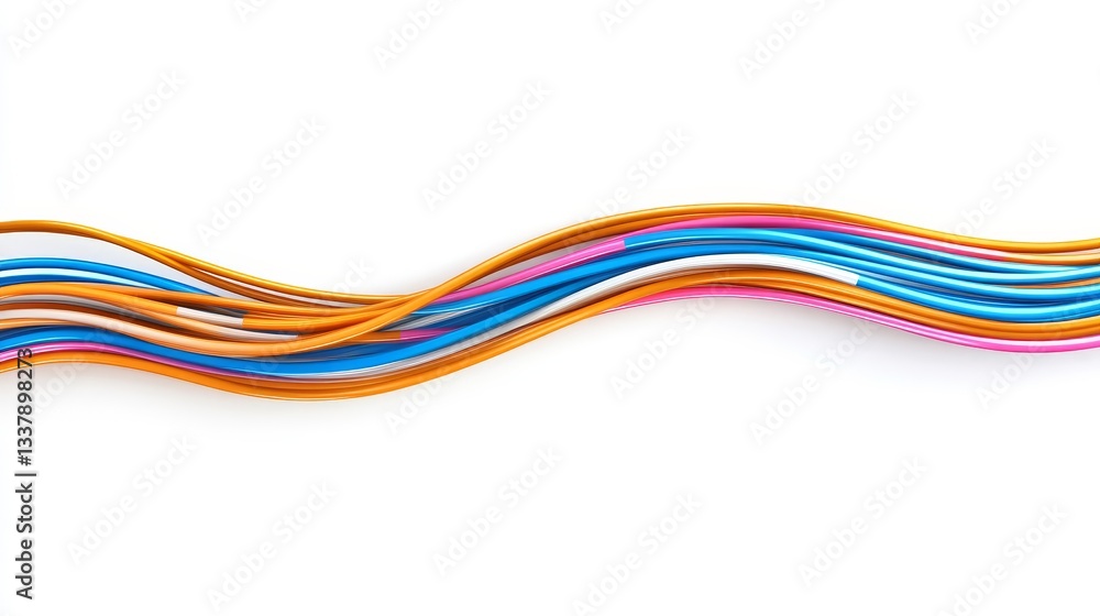 Colorful Wavy Lines Artistic Composition on White Background Colorful Wavy Lines Artistic Composition on White Background