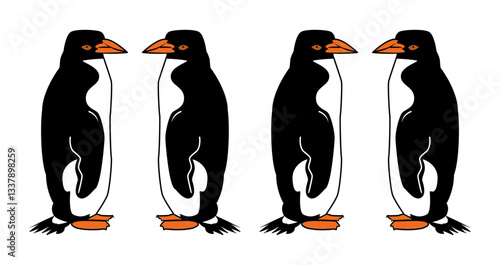 Emperor Penguin flat Vector illustration on white background