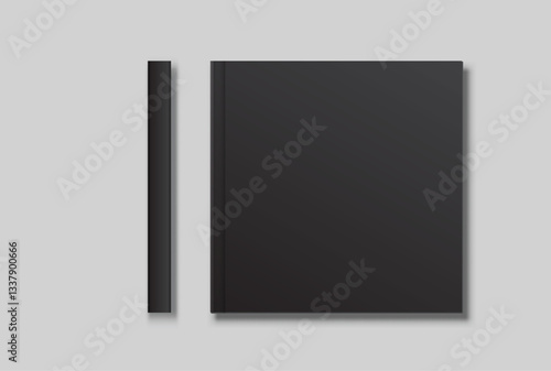 Vector realistic 3d magazine mockup with black blank cover isolated on background. For the business presentation magazine, notebook, booklet, brochure, catalogue or a publisher advertising corporate
