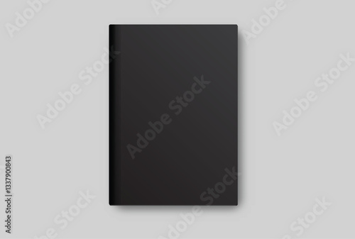 Vector realistic 3d magazine mockup with black blank cover isolated on background. For the business presentation magazine, notebook, booklet, brochure, catalogue or a publisher advertising corporate
