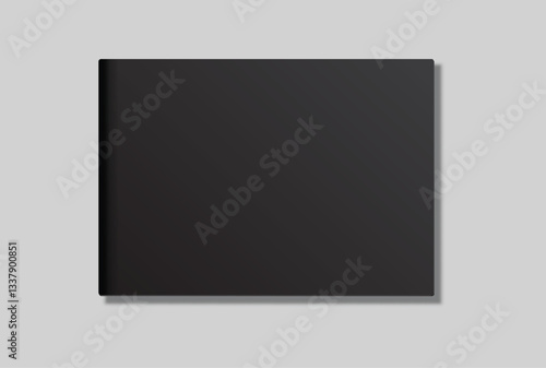 Vector realistic 3d magazine mockup with black blank cover isolated on background. For the business presentation magazine, notebook, booklet, brochure, catalogue or a publisher advertising corporate
