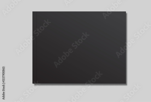 Vector realistic 3d magazine mockup with black blank cover isolated on background. For the business presentation magazine, notebook, booklet, brochure, catalogue or a publisher advertising corporate
