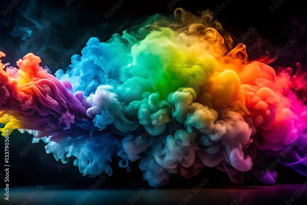 Obraz premium Vibrant Rainbow Smoke Plumes in Low Light - Artistic Photography
